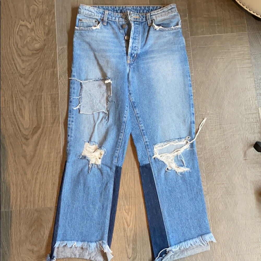 Carmar two toned boyfriend jeans with rips
